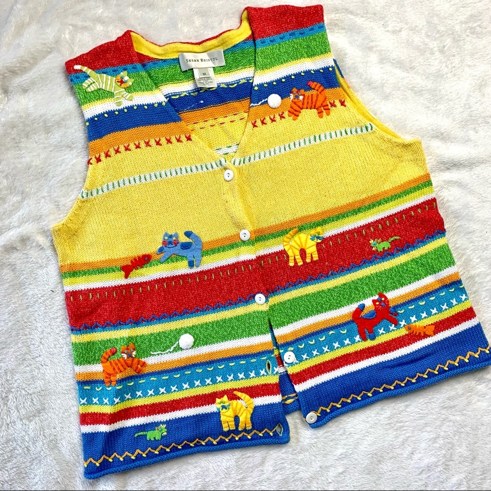 Vintage 00’s Rainbow Cat Vest, size M